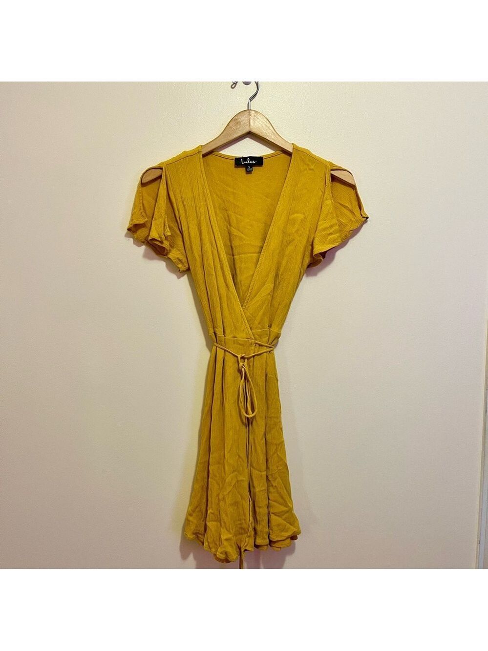 Lulu’s Harbor Point Yellow True Wrap Dress size S Summer Resort Beach Vacation